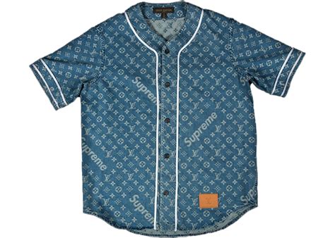 lv supreme denim baseball jersey|louis vuitton jacquard jersey.